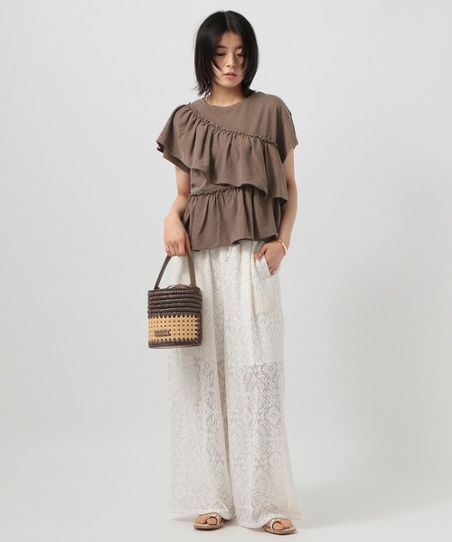 BAYFLOW（ベイフロー）の「[ヴィンテージライク]ピグメントフリルＴ（Tシャツ/カットソー・レディース・オフホワイト/ブラウン/チャコール・FREE）」の10枚目の写真