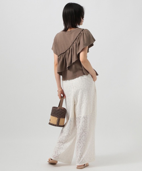 BAYFLOW（ベイフロー）の「[ヴィンテージライク]ピグメントフリルＴ（Tシャツ/カットソー・レディース・オフホワイト/ブラウン/チャコール・FREE）」の11枚目の写真