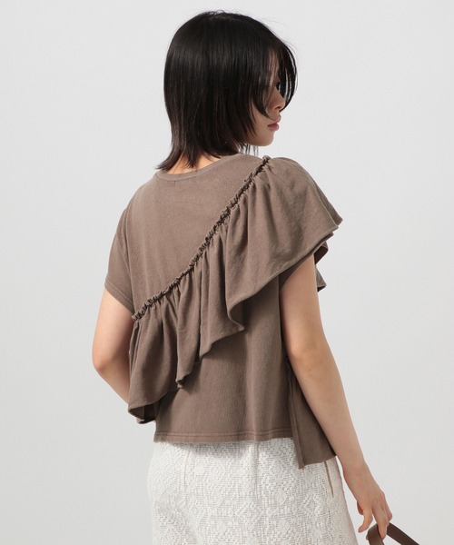 BAYFLOW（ベイフロー）の「[ヴィンテージライク]ピグメントフリルＴ（Tシャツ/カットソー・レディース・オフホワイト/ブラウン/チャコール・FREE）」の12枚目の写真