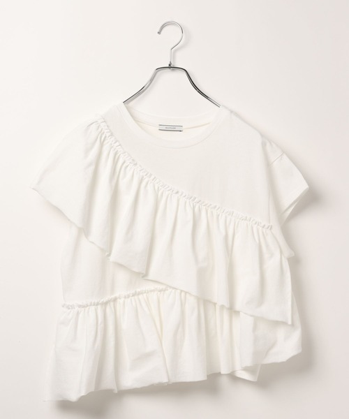 BAYFLOW（ベイフロー）の「[ヴィンテージライク]ピグメントフリルＴ（Tシャツ/カットソー・レディース・オフホワイト/ブラウン/チャコール・FREE）」の13枚目の写真