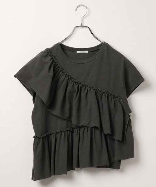 BAYFLOW（ベイフロー）の「[ヴィンテージライク]ピグメントフリルＴ（Tシャツ/カットソー・レディース・オフホワイト/ブラウン/チャコール・FREE）」の14枚目の写真
