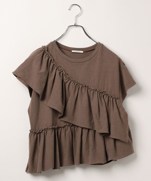 BAYFLOW（ベイフロー）の「[ヴィンテージライク]ピグメントフリルＴ（Tシャツ/カットソー・レディース・オフホワイト/ブラウン/チャコール・FREE）」の15枚目の写真