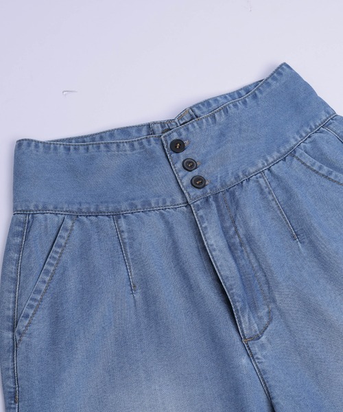 ADELLY レースアップワイドパンツ　デニムパンツ セール】レースアップワイドデニムパンツ（デニムパンツ