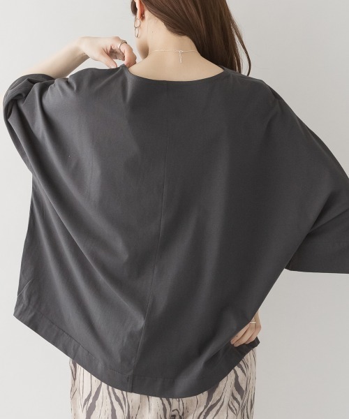 RCD（アールシーディー）の「ボートネック7分袖ドルマンTシャツ　半袖（Tシャツ/カットソー・レディース・ブラック/グレイッシュベージュ/チャコールグレー/オフホワイト・M-L/LL～3L/4L～5L）」の10枚目の写真