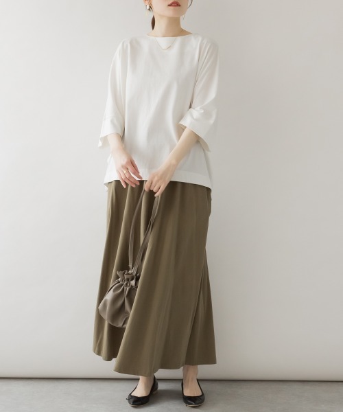 RCD（アールシーディー）の「ボートネック7分袖ドルマンTシャツ　半袖（Tシャツ/カットソー・レディース・ブラック/グレイッシュベージュ/チャコールグレー/オフホワイト・M-L/LL～3L/4L～5L）」の17枚目の写真