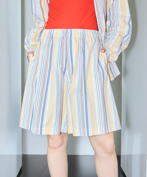 baserange ベースレンジ　ストライプショートパンツ　サイズXS 未使用 セール】BASERANGE STAVE SHORTS SHST-PO-SU25：ショートパンツ