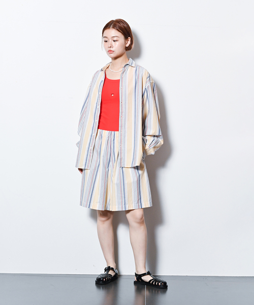 baserange ベースレンジ　ストライプショートパンツ　サイズXS 未使用 セール】BASERANGE STAVE SHORTS SHST-PO-SU25：ショートパンツ