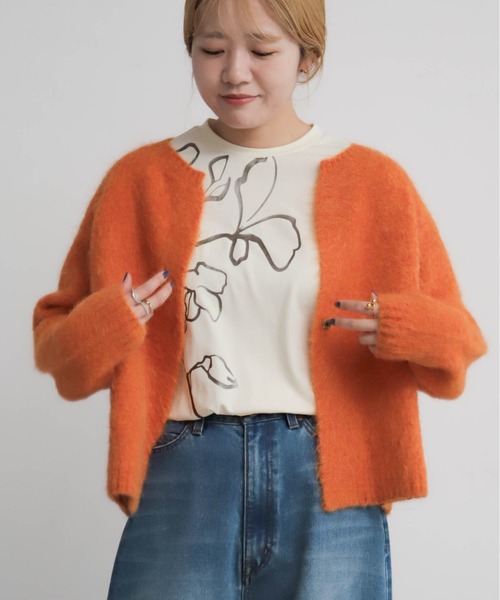 NOMBRE IMPAIR(ノンブルアンペール)の「ラインフラワー箔PT 8分袖TEE(Tシャツ/カットソー・レディース・ネイビー/ホワイト・FREE)」の7枚目の写真