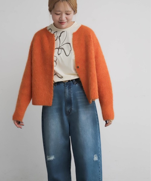 NOMBRE IMPAIR(ノンブルアンペール)の「ラインフラワー箔PT 8分袖TEE(Tシャツ/カットソー・レディース・ネイビー/ホワイト・FREE)」の6枚目の写真