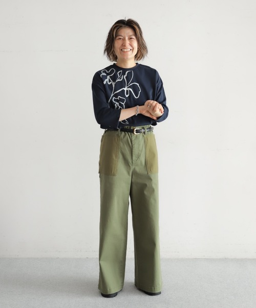 NOMBRE IMPAIR(ノンブルアンペール)の「ラインフラワー箔PT 8分袖TEE(Tシャツ/カットソー・レディース・ネイビー/ホワイト・FREE)」の20枚目の写真