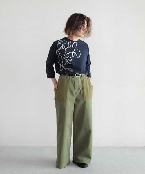 NOMBRE IMPAIR(ノンブルアンペール)の「ラインフラワー箔PT 8分袖TEE(Tシャツ/カットソー・レディース・ネイビー/ホワイト・FREE)」の14枚目の写真