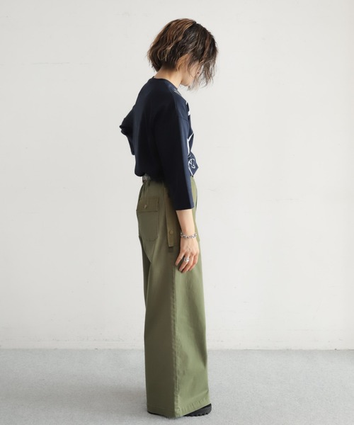 NOMBRE IMPAIR(ノンブルアンペール)の「ラインフラワー箔PT 8分袖TEE(Tシャツ/カットソー・レディース・ネイビー/ホワイト・FREE)」の18枚目の写真