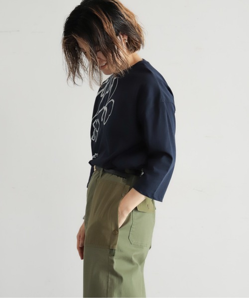 NOMBRE IMPAIR(ノンブルアンペール)の「ラインフラワー箔PT 8分袖TEE(Tシャツ/カットソー・レディース・ネイビー/ホワイト・FREE)」の16枚目の写真