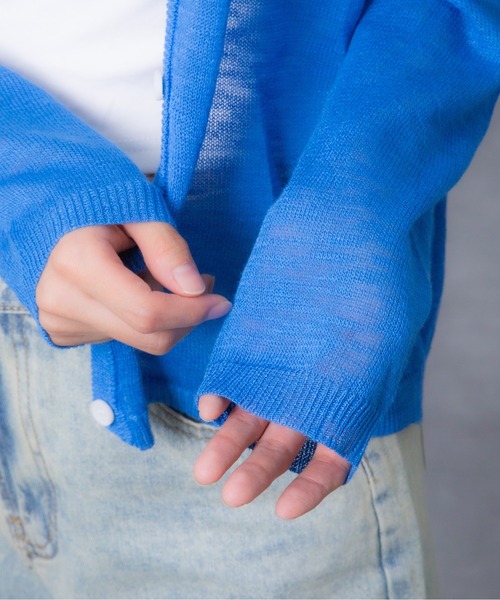 Chiina(チーナ)の「Chiina / シアークルーネック カーディガン(カーディガン/ボレロ・レディース・イエロー/ホワイト/ライトグリーン/ブラック/ブルー/グレー/チャコールグレー・FREE)」の19枚目の写真