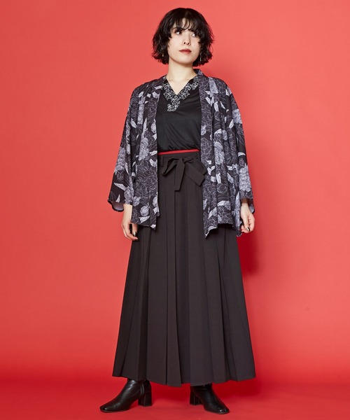 倭物やカヤ(ワモノヤカヤ)の「【倭物やカヤ】花の趣 羽織(カーディガン/ボレロ・レディース・グリーン/ホワイト/スミクロ・FREE)」の9枚目の写真