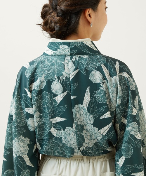 倭物やカヤ(ワモノヤカヤ)の「【倭物やカヤ】花の趣 羽織(カーディガン/ボレロ・レディース・グリーン/ホワイト/スミクロ・FREE)」の19枚目の写真