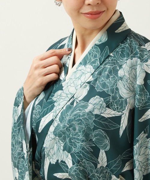 倭物やカヤ(ワモノヤカヤ)の「【倭物やカヤ】花の趣 羽織(カーディガン/ボレロ・レディース・グリーン/ホワイト/スミクロ・FREE)」の20枚目の写真