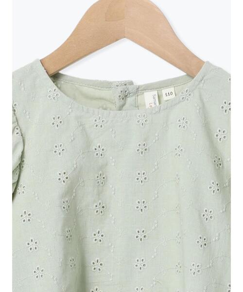 Samansa Mos2 Lagom(サマンサモスモスラーゴム)の「フラワー刺繍パフスリーブブラウス(シャツ/ブラウス・キッズ・パープル/ミント・100/110/120/130/95)」の4枚目の写真