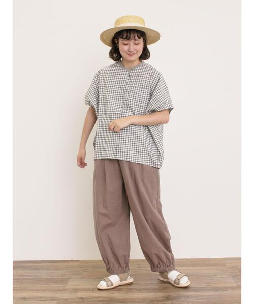 Samansa Mos2（サマンサ モスモス）の「【M/Lサイズ】綿麻平織りウエスト切替ギャザーバルーンパンツ（その他パンツ・レディース・ネイビー/モカ/キナリ/ブラック・L/M）」の13枚目の写真