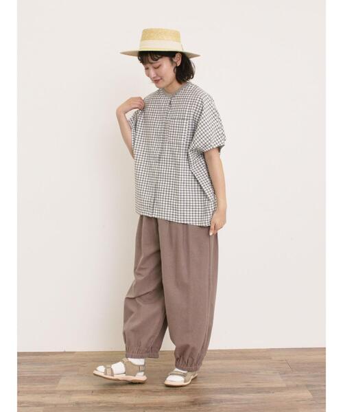 Samansa Mos2（サマンサ モスモス）の「【M/Lサイズ】綿麻平織りウエスト切替ギャザーバルーンパンツ（その他パンツ・レディース・ネイビー/モカ/キナリ/ブラック・L/M）」の14枚目の写真