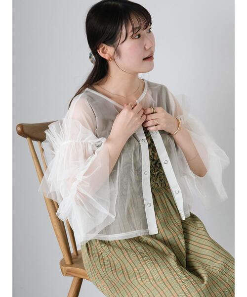 ehka sopo（エヘカソポ）の「チュールフリルブラウス（シャツ/ブラウス・レディース・ブラック/グレー/キナリ・F）」の3枚目の写真