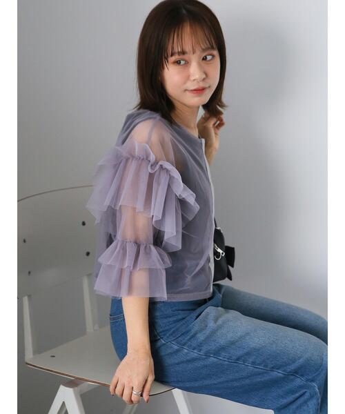 ehka sopo（エヘカソポ）の「チュールフリルブラウス（シャツ/ブラウス・レディース・ブラック/グレー/キナリ・F）」の10枚目の写真