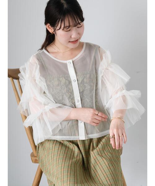 ehka sopo（エヘカソポ）の「チュールフリルブラウス（シャツ/ブラウス・レディース・ブラック/グレー/キナリ・F）」の16枚目の写真
