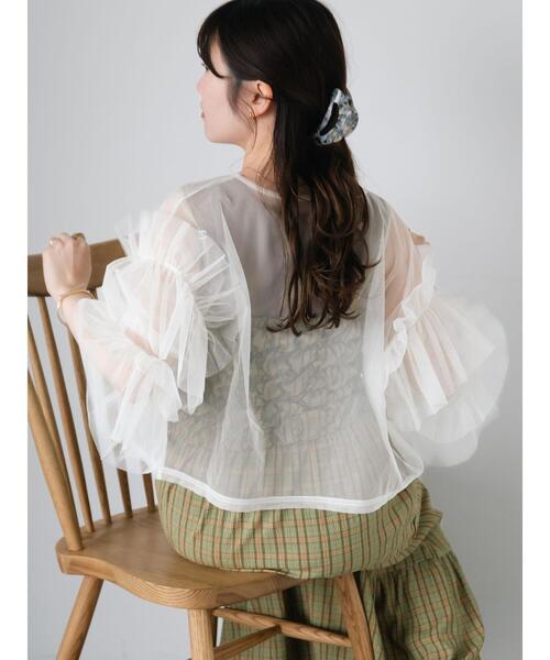 ehka sopo（エヘカソポ）の「チュールフリルブラウス（シャツ/ブラウス・レディース・ブラック/グレー/キナリ・F）」の20枚目の写真