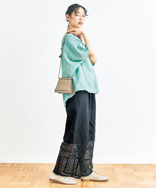 and myera(アンド マイラ)の「and myera パッチワークレースパンツ(その他パンツ・レディース・ブラック/ホワイト・M/LL/L/S)」の9枚目の写真