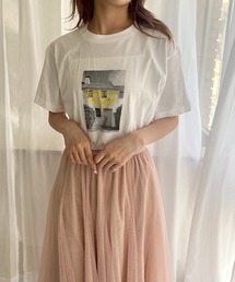 モノクロ×英字半袖Tシャツ