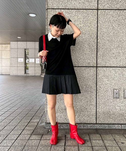 Narcissus(ナルシス)の「プリーツミニワンピース アシンメトリー(ワンピース・レディース・ホワイト/ブラック・FREE)」の15枚目の写真