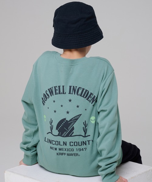KRIFF MAYER Kid's Collection（クリフメイヤーキッズコレクション）の「【裏微起毛】シフォンタッチクルー（UFO）（スウェット・キッズ・サックスブルー/グレー/パープル/ネイビー・120/170/160/150/140/130）」の4枚目の写真