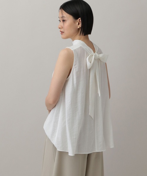セール】ボウタイブラウスノースリーブ（Tシャツ/カットソー