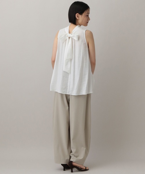 A part by（アパートバイ）の「ボウタイブラウスノースリーブ（Tシャツ/カットソー・レディース・ブラック/アイボリー/ライトオレンジ系5・FREE）」の19枚目の写真