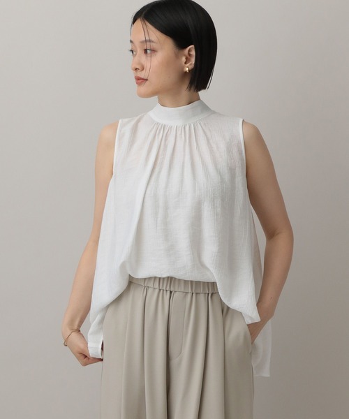 A part by（アパートバイ）の「ボウタイブラウスノースリーブ（Tシャツ/カットソー・レディース・ブラック/アイボリー/ライトオレンジ系5・FREE）」の20枚目の写真