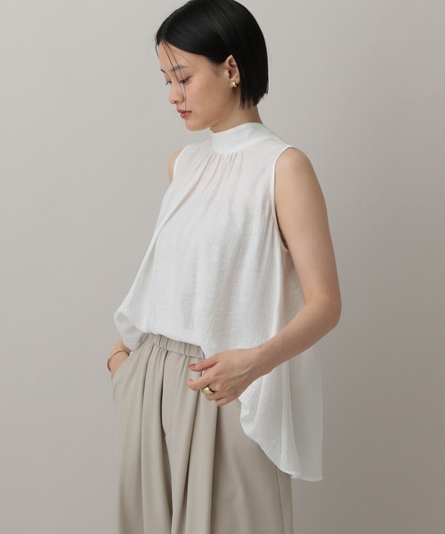 A part by（アパートバイ）の「ボウタイブラウスノースリーブ（Tシャツ/カットソー・レディース・ブラック/アイボリー/ライトオレンジ系5・FREE）」の22枚目の写真