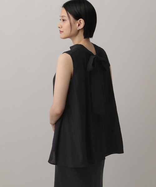 A part by（アパートバイ）の「ボウタイブラウスノースリーブ（Tシャツ/カットソー・レディース・ブラック/アイボリー/ライトオレンジ系5・FREE）」の15枚目の写真