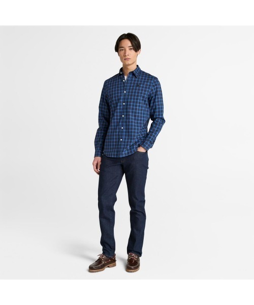 Timberland（ティンバーランド）の「ポプリン チェック シャツ メンズ（シャツ/ブラウス・メンズ・ダークブルー・LARGE/MEDIUM/SMALL/X-LARGE/X-SMALL/XX-LARGE）」の2枚目の写真