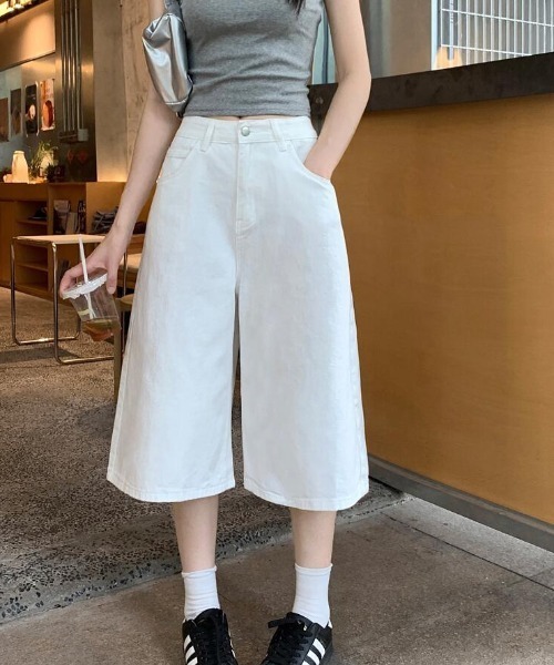 デニムワイドキュロットパンツ（デニムパンツ）｜semplice