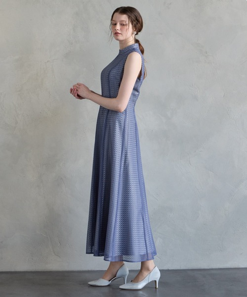 AIMER(エメ)の「シアーチェックレースプチハイネックノースリーブパーティードレス 結婚式 お呼ばれ ドレス 20代 30代(ドレス・レディース・ブラック/ブラウン/マスタード/オフホワイト/イエロー/ダルブルー系・MEDIUM/LARGE)」の15枚目の写真