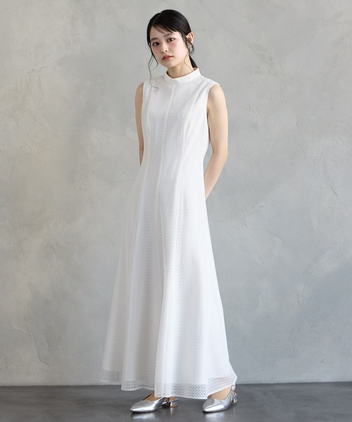 AIMER(エメ)の「シアーチェックレースプチハイネックノースリーブパーティードレス 結婚式 お呼ばれ ドレス 20代 30代(ドレス・レディース・ブラック/ブラウン/マスタード/オフホワイト/イエロー/ダルブルー系・MEDIUM/LARGE)」の17枚目の写真