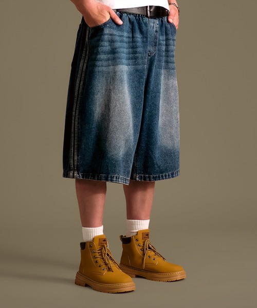 CALIFORNIA OUTFITTERS（カリフォルニア アウトフィッターズ）の「7A7 サイドライン ワイドデニム バミューダパンツ（デニムパンツ・メンズ・ブルー/ライトブルー/ブルー系その他・L/M）」の3枚目の写真