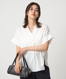 グリーンレーベルリラクシング　半袖シャツ ブラウス　白　速乾性　夏 グリーンレーベルリラクシング】半袖シャツ（XL）開襟 ブラウス