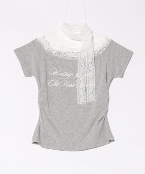 CERCA(チェルカ)の「Nia(ニア)/【レースタイ付き】オフショルダー レースドッキングカットソー Tシャツ(Tシャツ/カットソー・レディース・グレー/ホワイト・SMALL/MEDIUM)」の18枚目の写真
