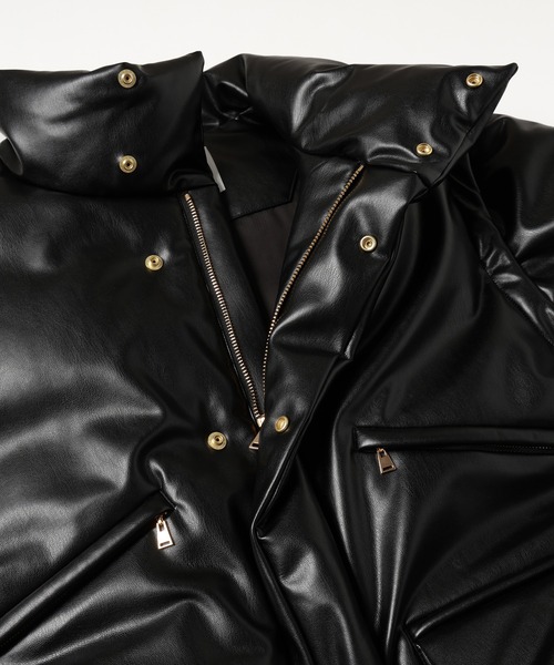 Faux Leather Removable Sleeve Down Jacket（ダウンジャケット/コート