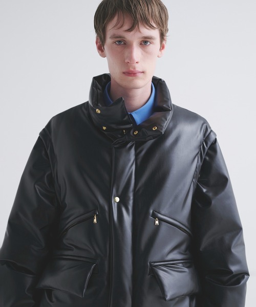 Faux Leather Removable Sleeve Down Jacket（ダウンジャケット/コート
