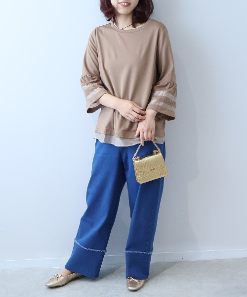 leswel（レスウェル）の「【L～5L 大きいサイズ】ポンチ異素材切替えカットソー（Tシャツ/カットソー・レディース・ブラウン/ブラック/クリーム・L/LL/3L/4L/5L）」の13枚目の写真