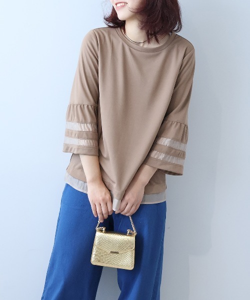 leswel（レスウェル）の「【L～5L 大きいサイズ】ポンチ異素材切替えカットソー（Tシャツ/カットソー・レディース・ブラウン/ブラック/クリーム・L/LL/3L/4L/5L）」の15枚目の写真