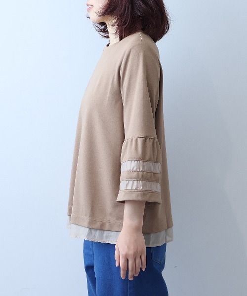 leswel（レスウェル）の「【L～5L 大きいサイズ】ポンチ異素材切替えカットソー（Tシャツ/カットソー・レディース・ブラウン/ブラック/クリーム・L/LL/3L/4L/5L）」の17枚目の写真