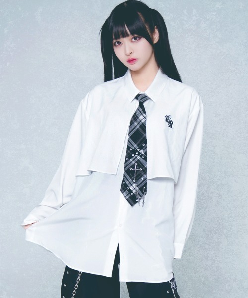 TRAVAS TOKYO（トラバス トウキョウ）の「『TRAVAS TOKYO/トラバス トーキョー』パンクスネクタイシャツ（シャツ/ブラウス・レディース・ブラック/ホワイト・FREE）」の2枚目の写真